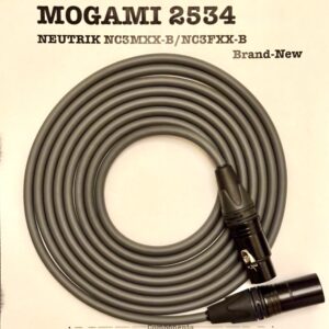 Mogami 2534 Gray XLR microphone cable with Neutrik NC3MXX-B and NC3FXX-B connectors