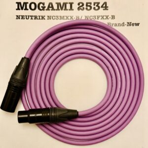 Mogami 2534 Purple XLR microphone cable with Neutrik NC3MXX-B and NC3FXX-B connectors