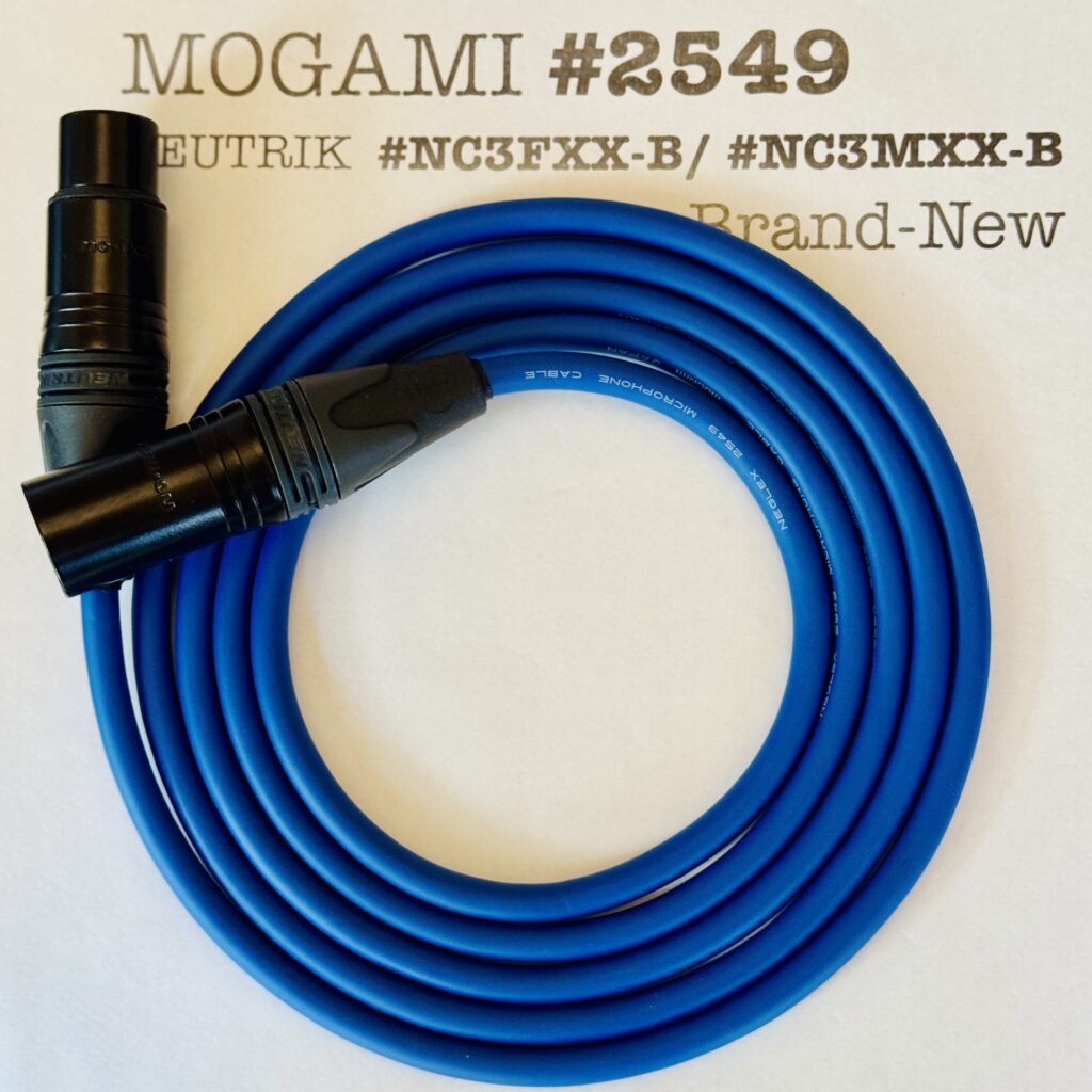 Mogami 2549 Blue | Dual Conductor Cable - Neutrik XLR or TRS options | Assembled in Tokyo