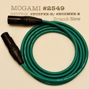 Mogami 2549 Green | Dual Conductor Cable - Neutrik XLR or TRS options | Assembled in Tokyo
