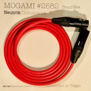 Mogami 2582 Red XLR microphone cable with Neutrik NC3MXX-B and NC3FXX-B connectors