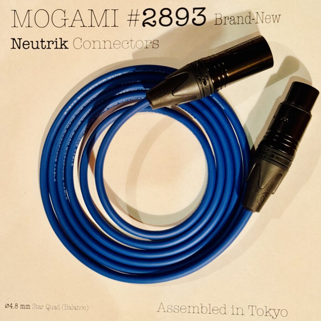 Mogami 2893 Blue XLR microphone cable with Neutrik NC3MXX-B and NC3FXX-B connectors