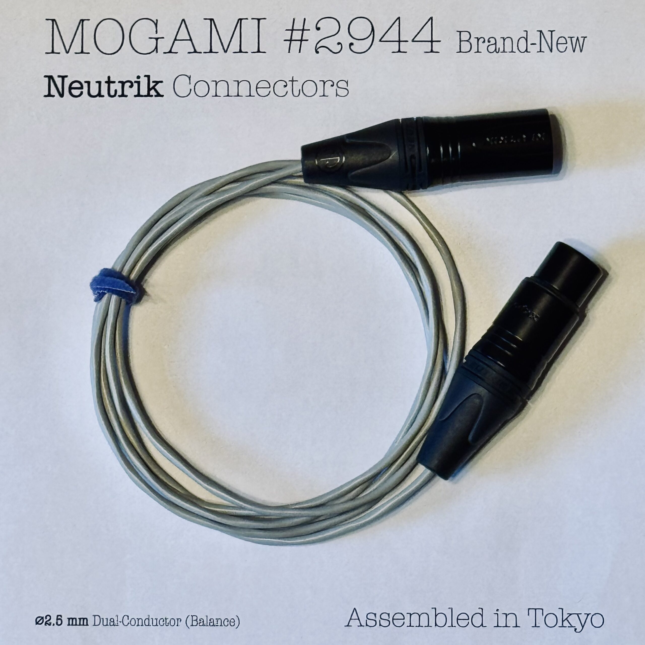 Mogami 2944 Gray XLR microphone cable with Neutrik NC3MXX-B and NC3FXX-B connectors