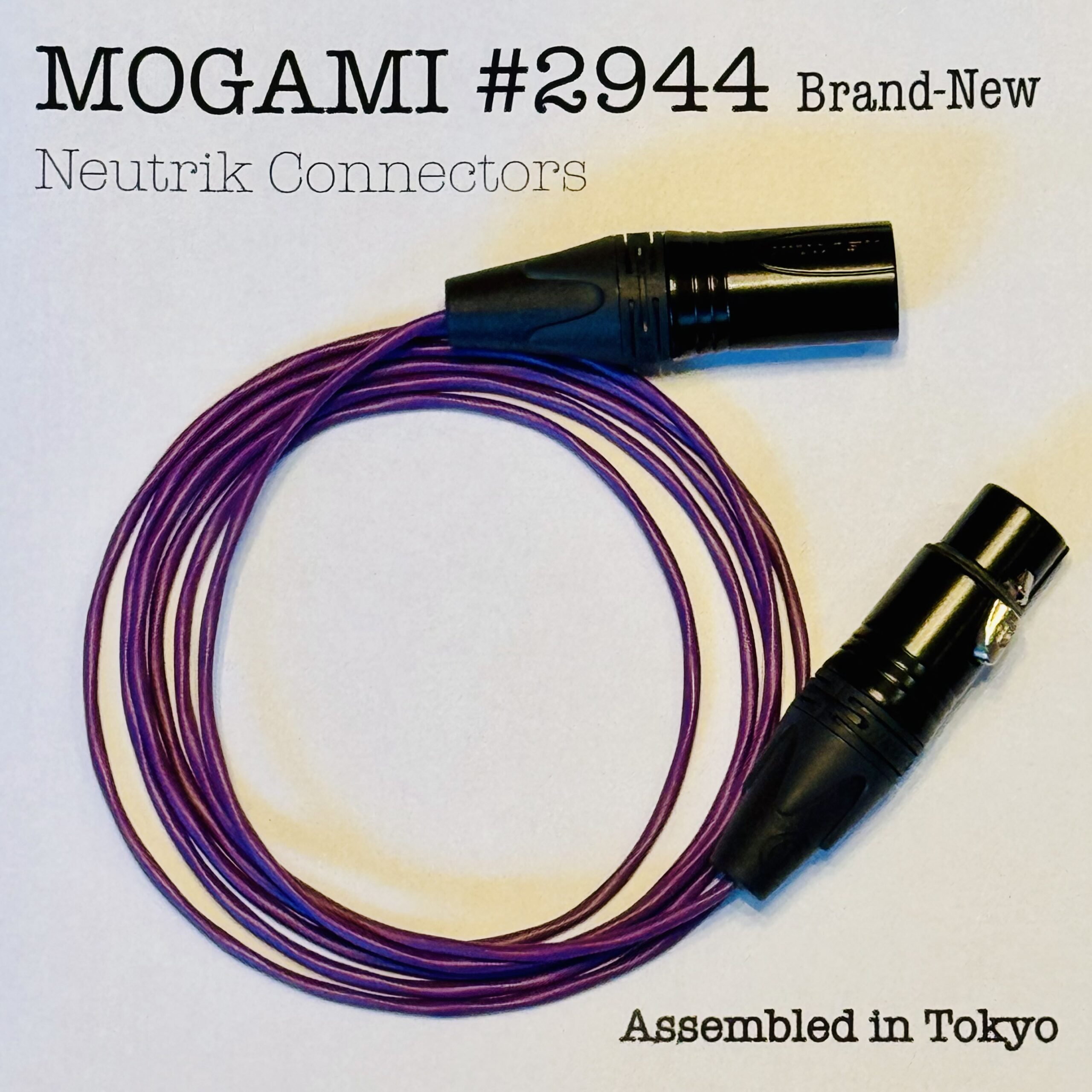 Mogami 2944 Purple XLR microphone cable with Neutrik NC3MXX-B and NC3FXX-B connectors