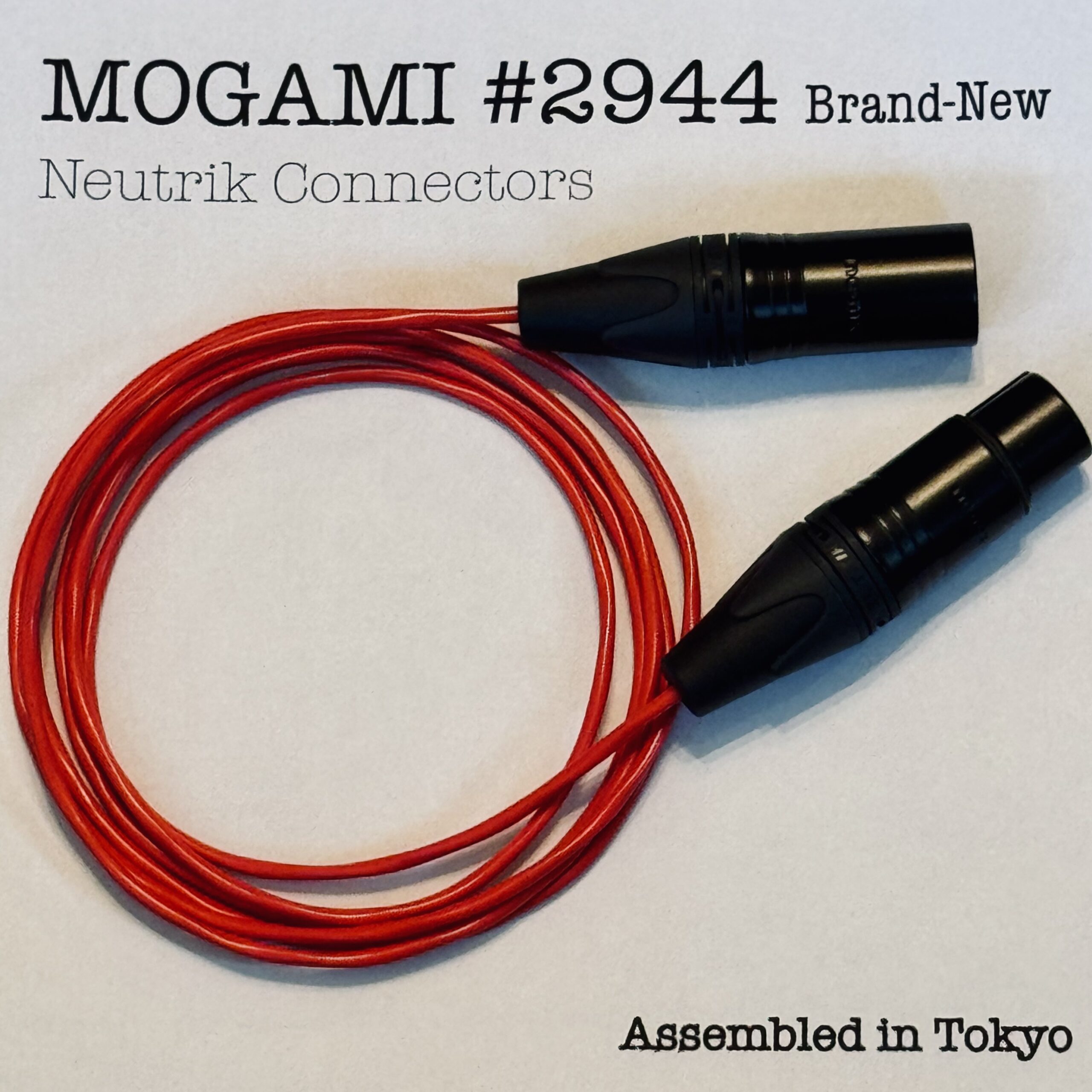 Mogami 2944 Red XLR microphone cable with Neutrik NC3MXX-B and NC3FXX-B connectors