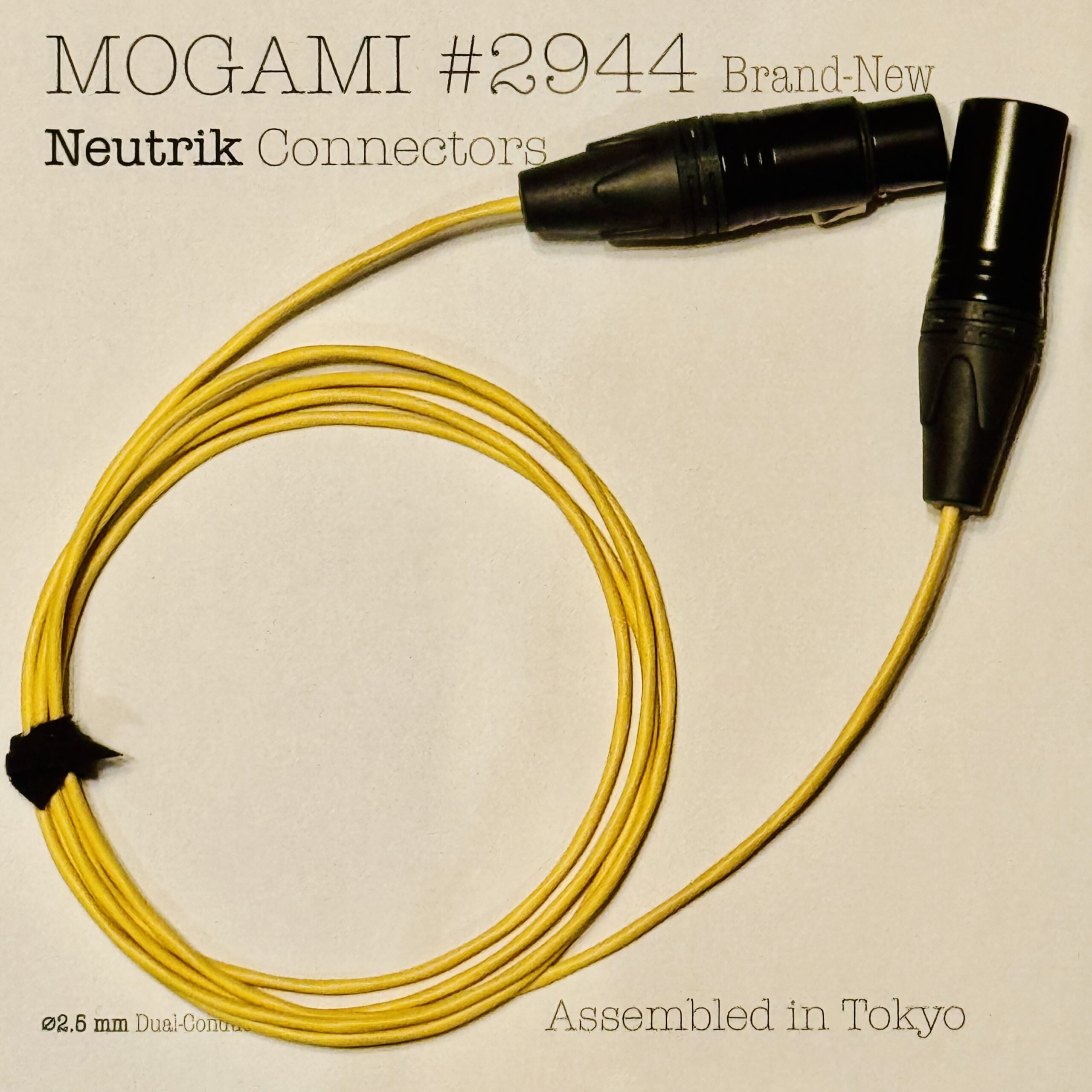 Mogami 2944Yellow XLR microphone cable with Neutrik NC3MXX-B and NC3FXX-B connectors