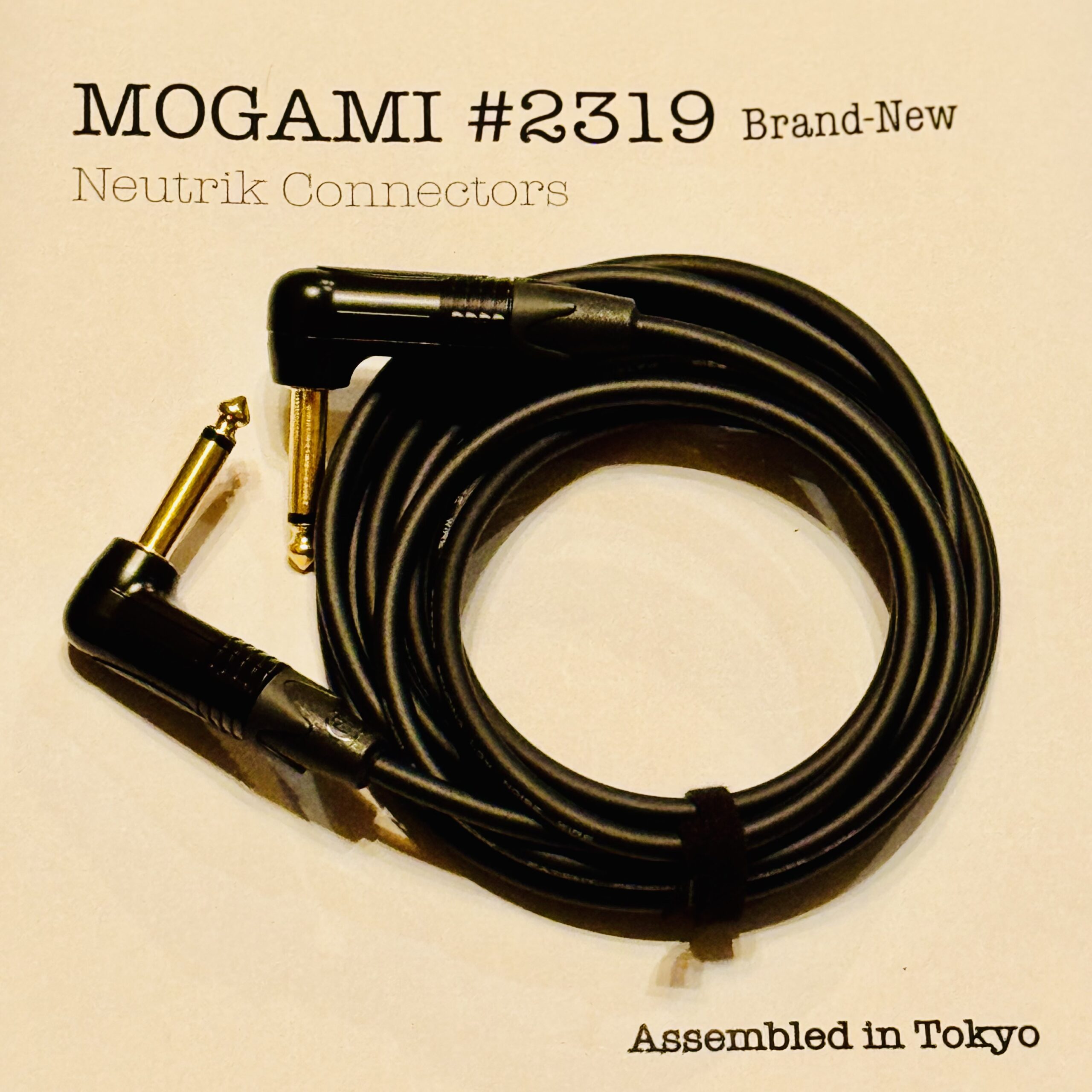 Mogami 2319 Black guitar cable with Neutrik NP2RX-B and NP2RX-B 6.35mm TS connectors
