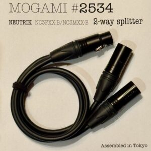 Mogami 2534 Black Parallel 2-Way splitter XLR cable with 2× Neutrik NC3MXX-B and 1× NC3FXX-B connectors