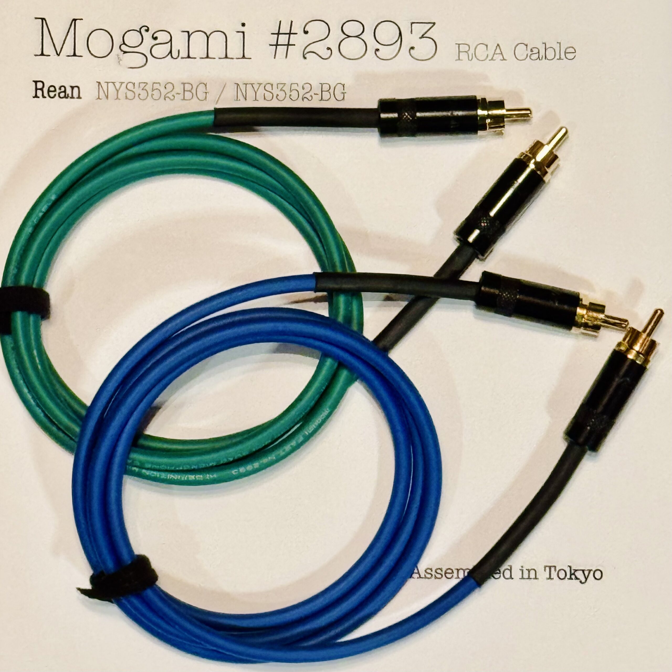 2 pcs Mogami 2893 Blue and Green RCA Interconnect with Neutrik / Rean NYS352-BG and NYS352-BG connectors