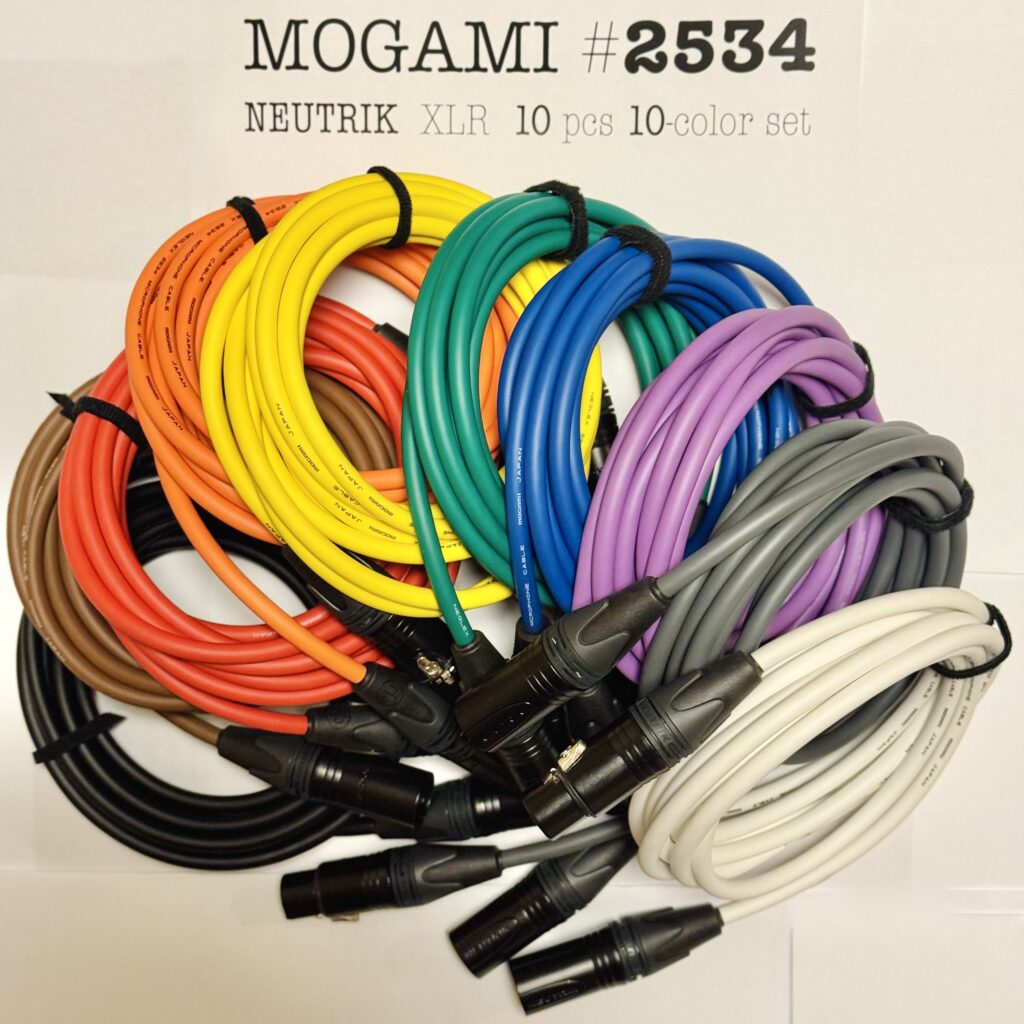 Mogami 2534 10 pcs Multicolor XLR microphone cable with Neutrik NC3MXX-B and NC3FXX-B connectors