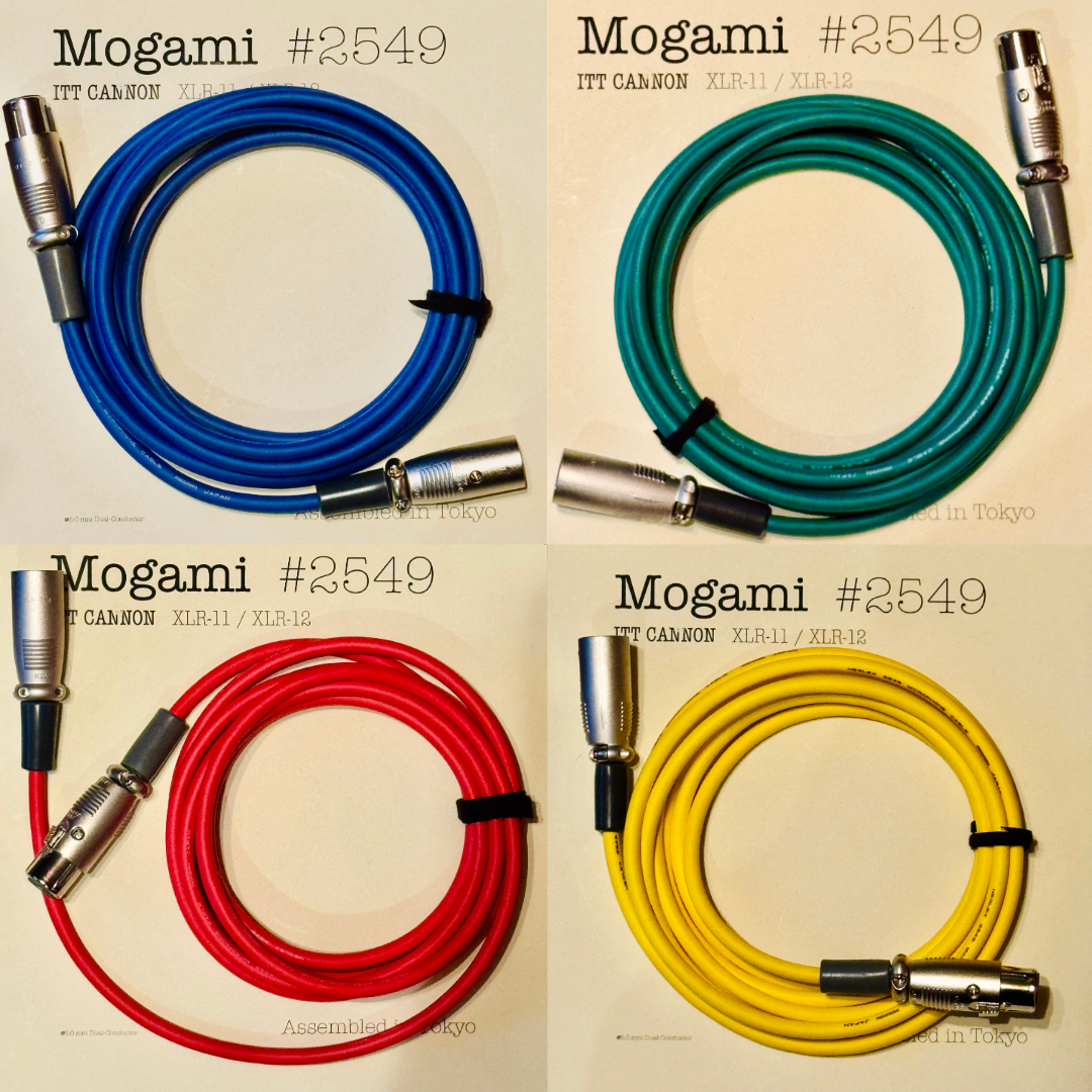 Multicolore Mogami 2549 XLR audio cables with ITT Cannon XLR3-11 to XLKR3-12 Connectors