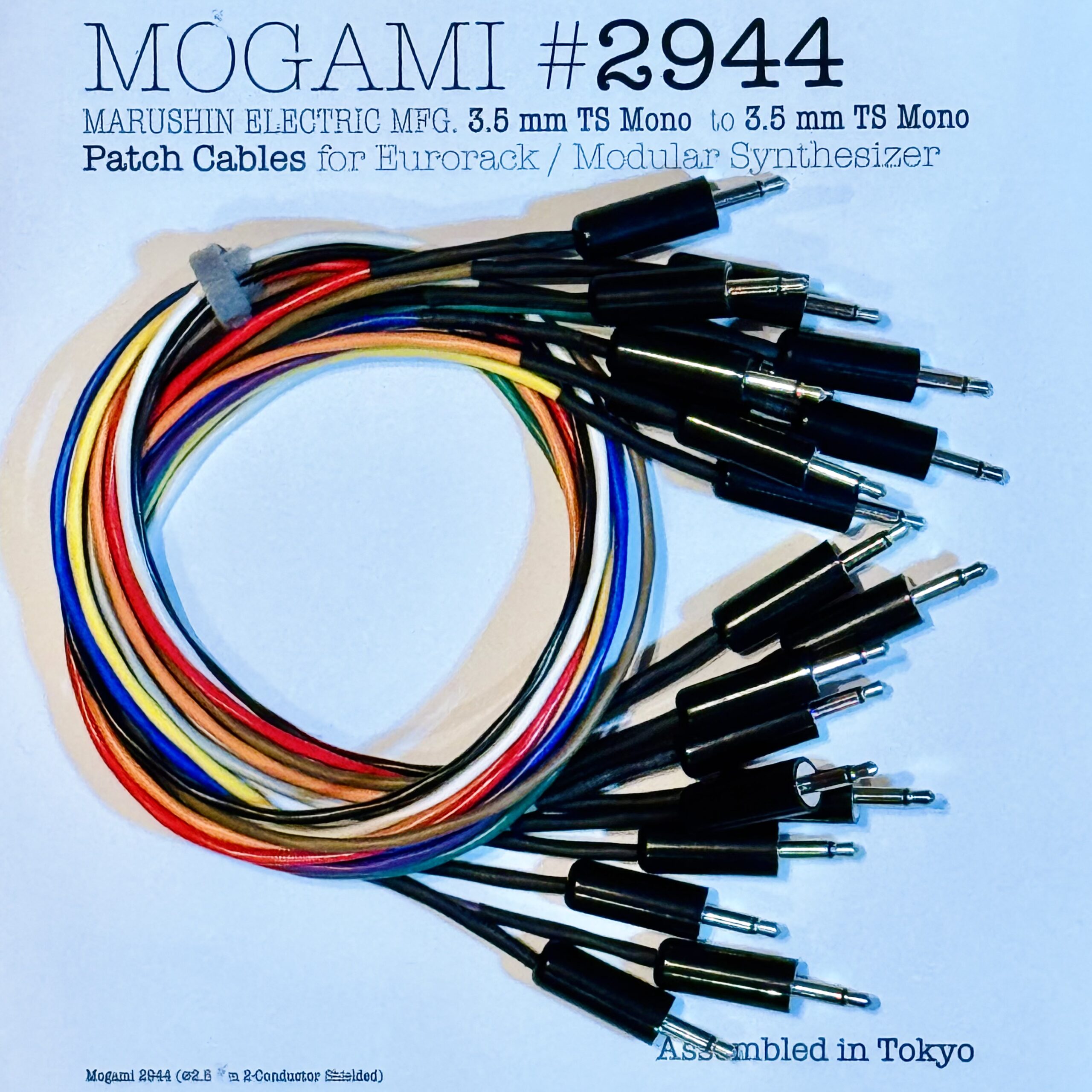 Mogami 2944 multi-color modular patch cables 10-pcs with 3.5 mm TS connectors