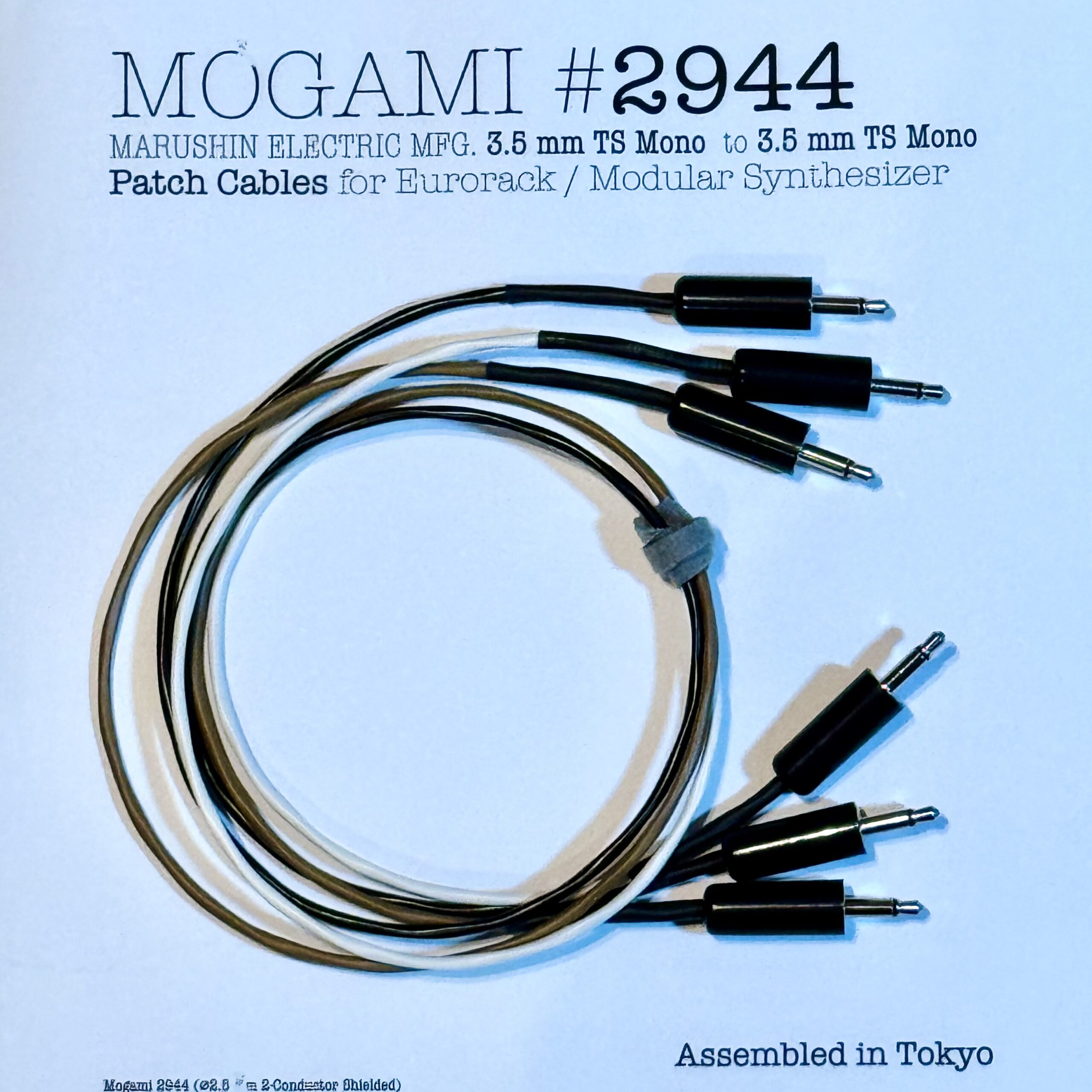 Mogami 2944 multi-color modular patch cables 3-pcs with 3.5 mm TS connectors