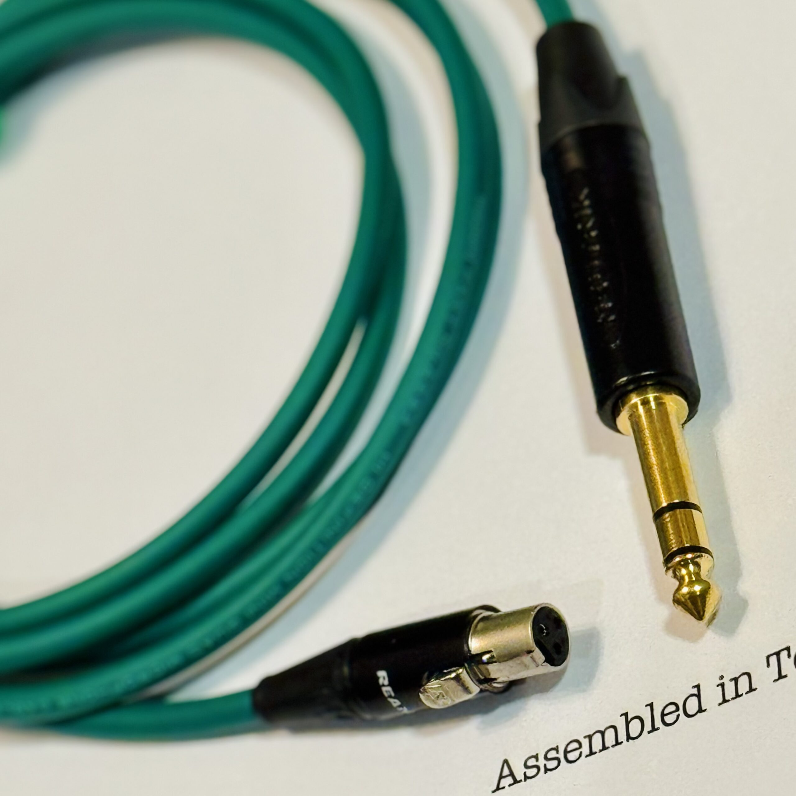 Mogami 2893 Green Replacement Headphone audio cables with RT3FC-B mini XLR F to 1/4 TRS connectors
