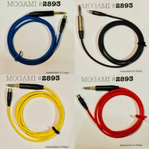Mogami 2893 Replacement Headphone audio cables with RT3FC-B mini XLR F to 1/4 TRS connectors, Blue, Black, Yellow, Red