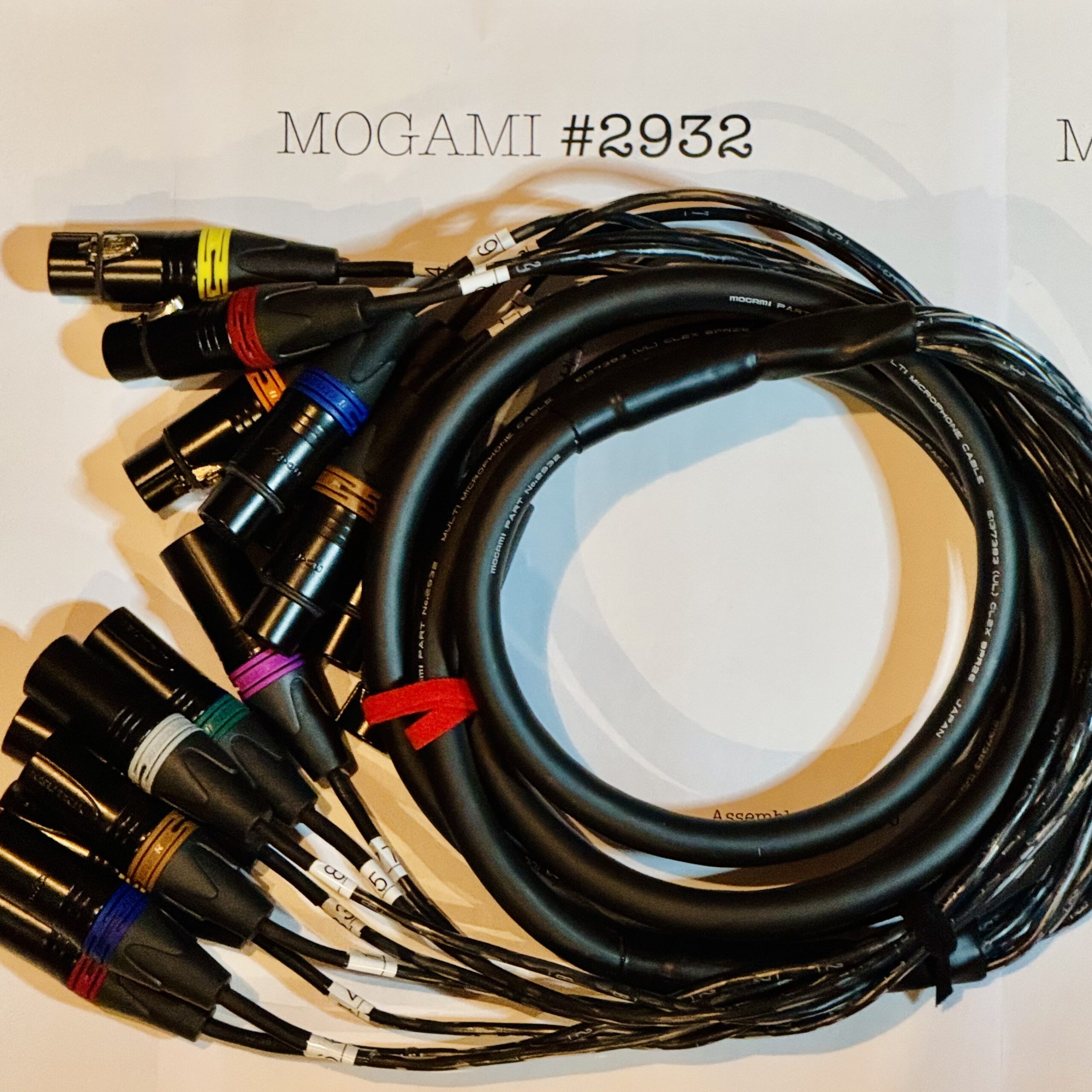 Mogami 2932 Black XLR 8-channel multi cable with Neutrik NC3MXX-B and NC3FXX-B connectors