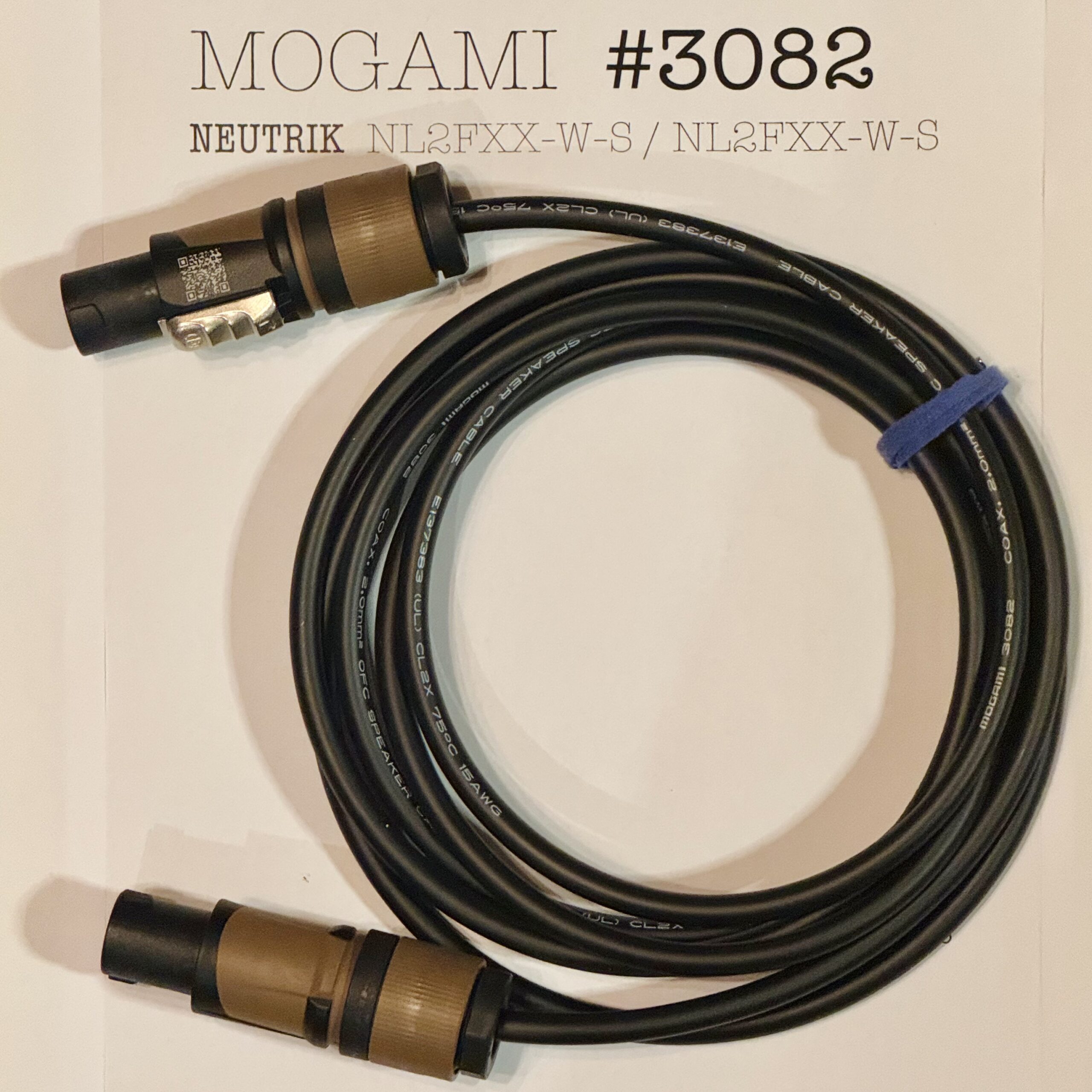 Mogami 3082 14AWG Speaker Cable Neutrik NL2FXX-W-S speakON - Assembled in Tokyo - Image 4
